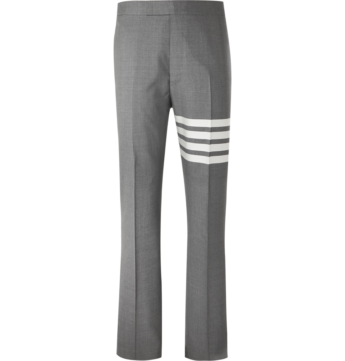 mens grey trousers with white stripe