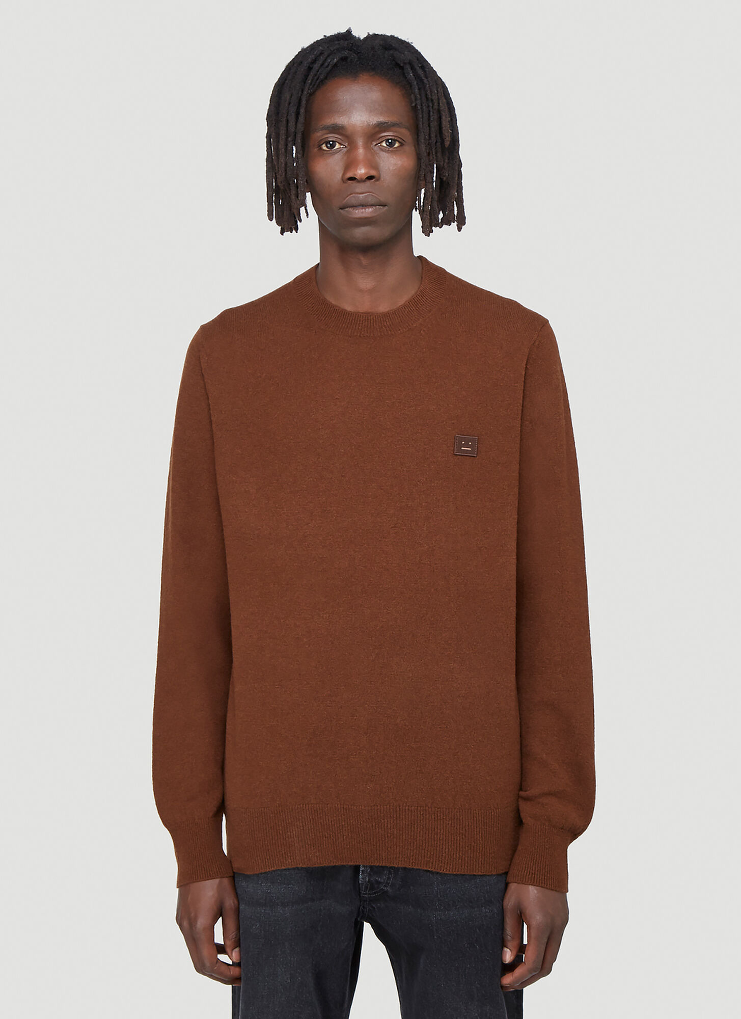 Acne Studios Face Knitted Sweater in Brown size M | The Fashionisto