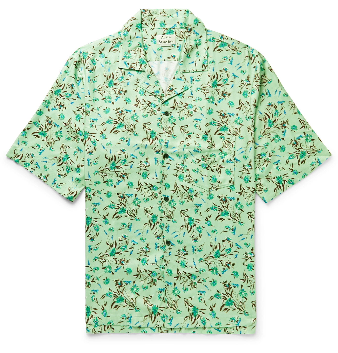 Acne Studios - Simon Camp-Collar Floral-Print Twill Shirt - Men - Green ...