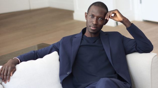 Armando Cabral dons a textured slim fit blazer and suit pants from Mango's Coolmax collection.