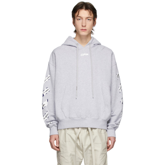 Off-White Grey Airport Tape Hoodie | The Fashionisto