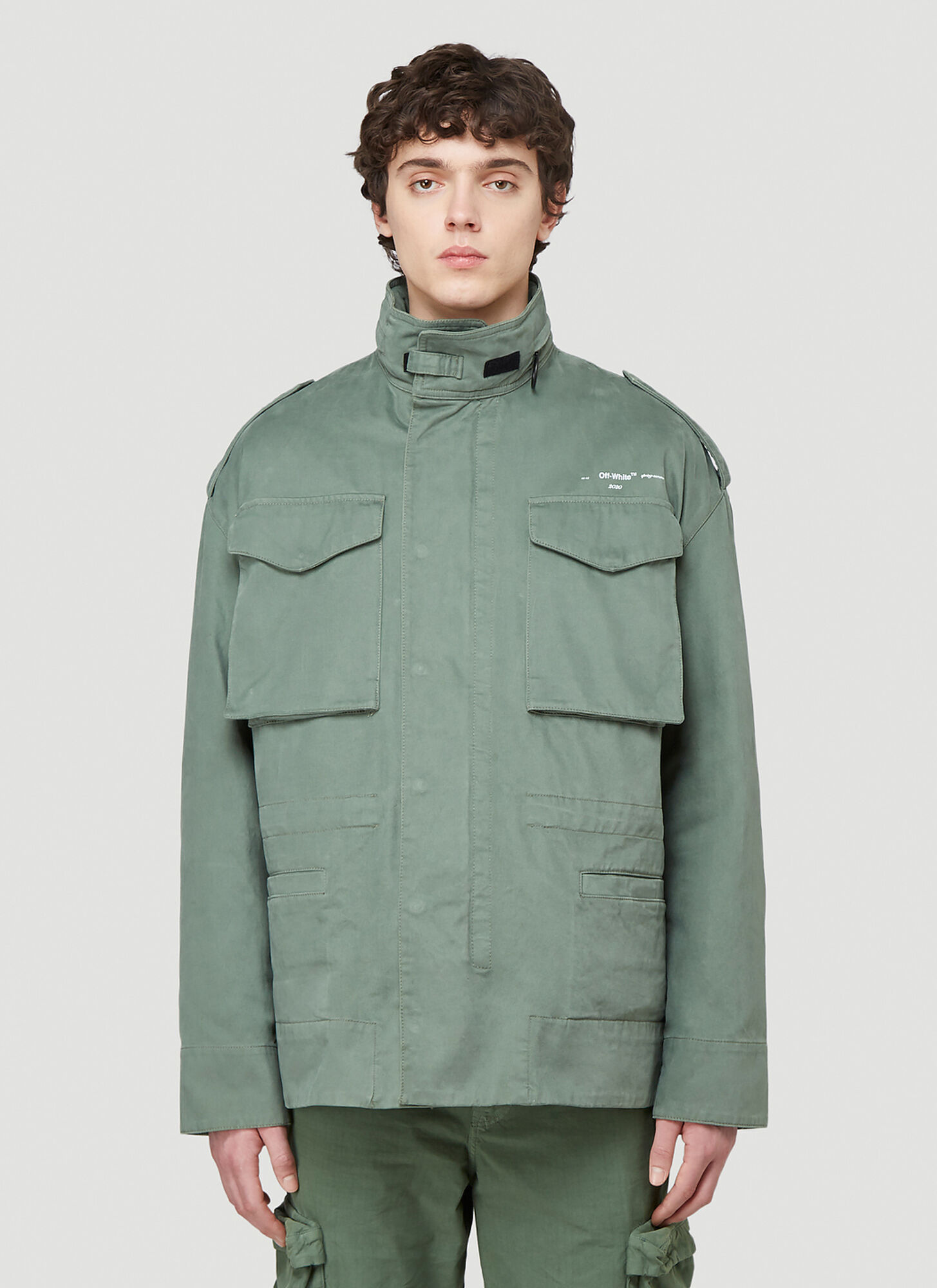 Off-White Padded Military Jacket in Green size L | The Fashionisto
