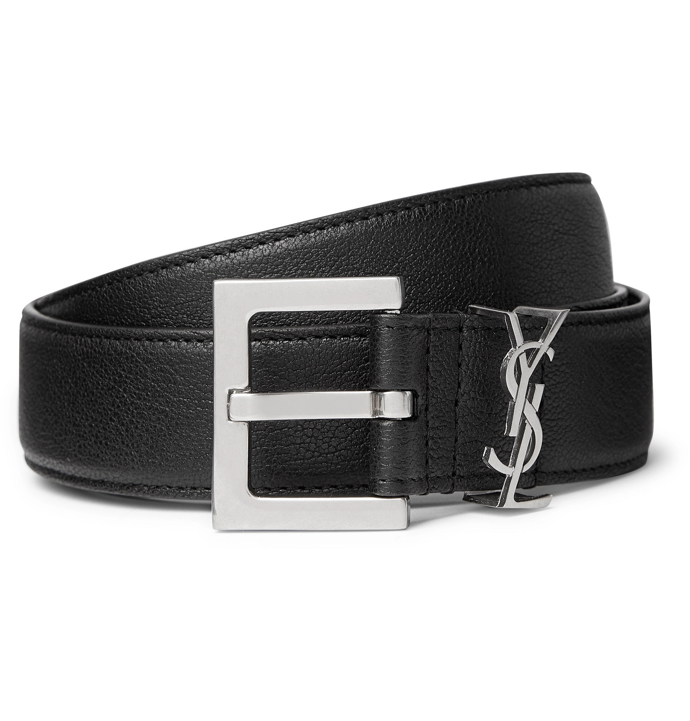 SAINT LAURENT - 3cm Black Full-Grain Leather Belt - Men - Black | The ...