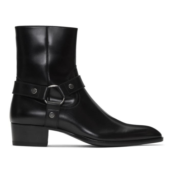 Saint Laurent Black Wyatt Harness Boots | The Fashionisto