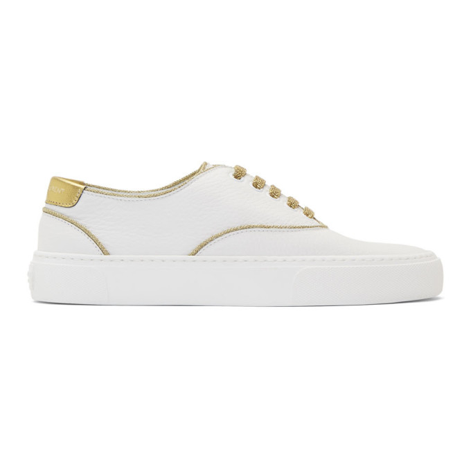 Saint Laurent White and Gold Venice Sneakers | The Fashionisto