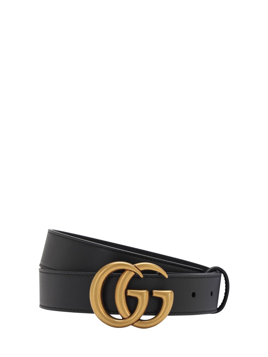 3cm Gg Gold Buckle Leather Belt | The Fashionisto
