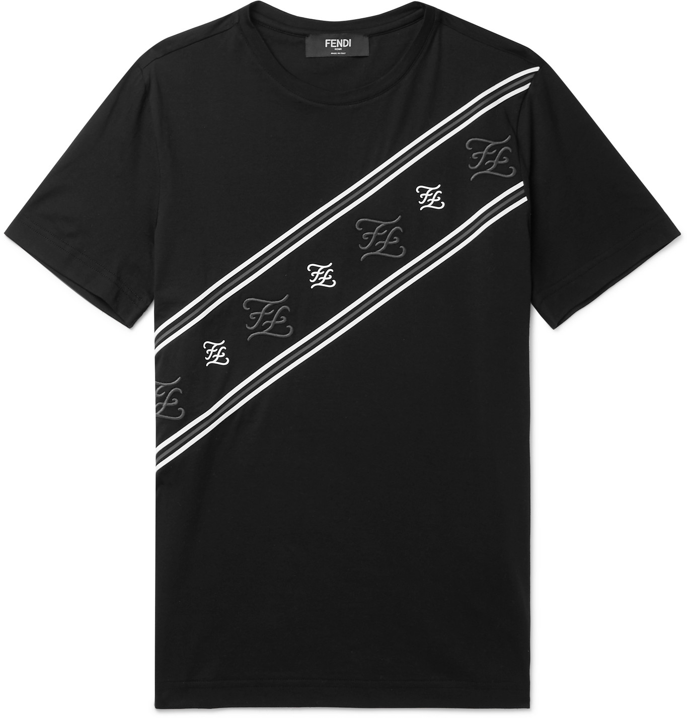 Fendi - Logo-Embroidered Cotton-Jersey T-Shirt - Men - Black | The Fashionisto