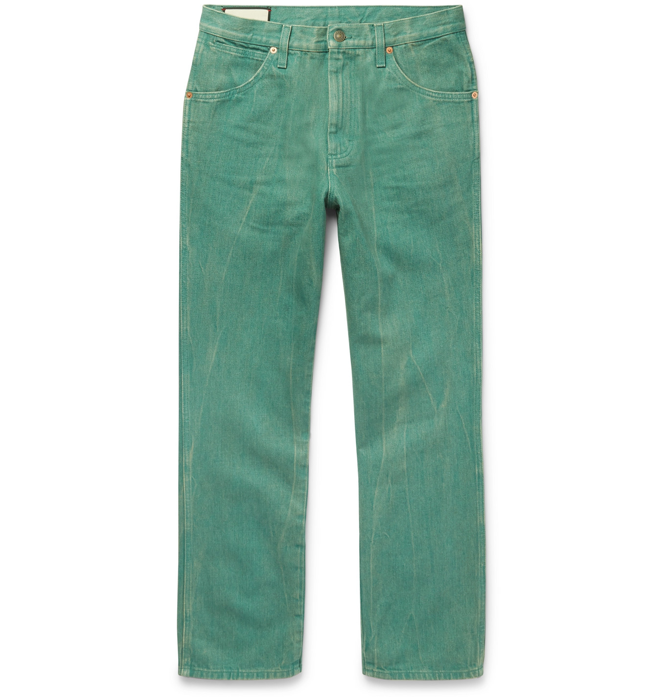 green slim jeans