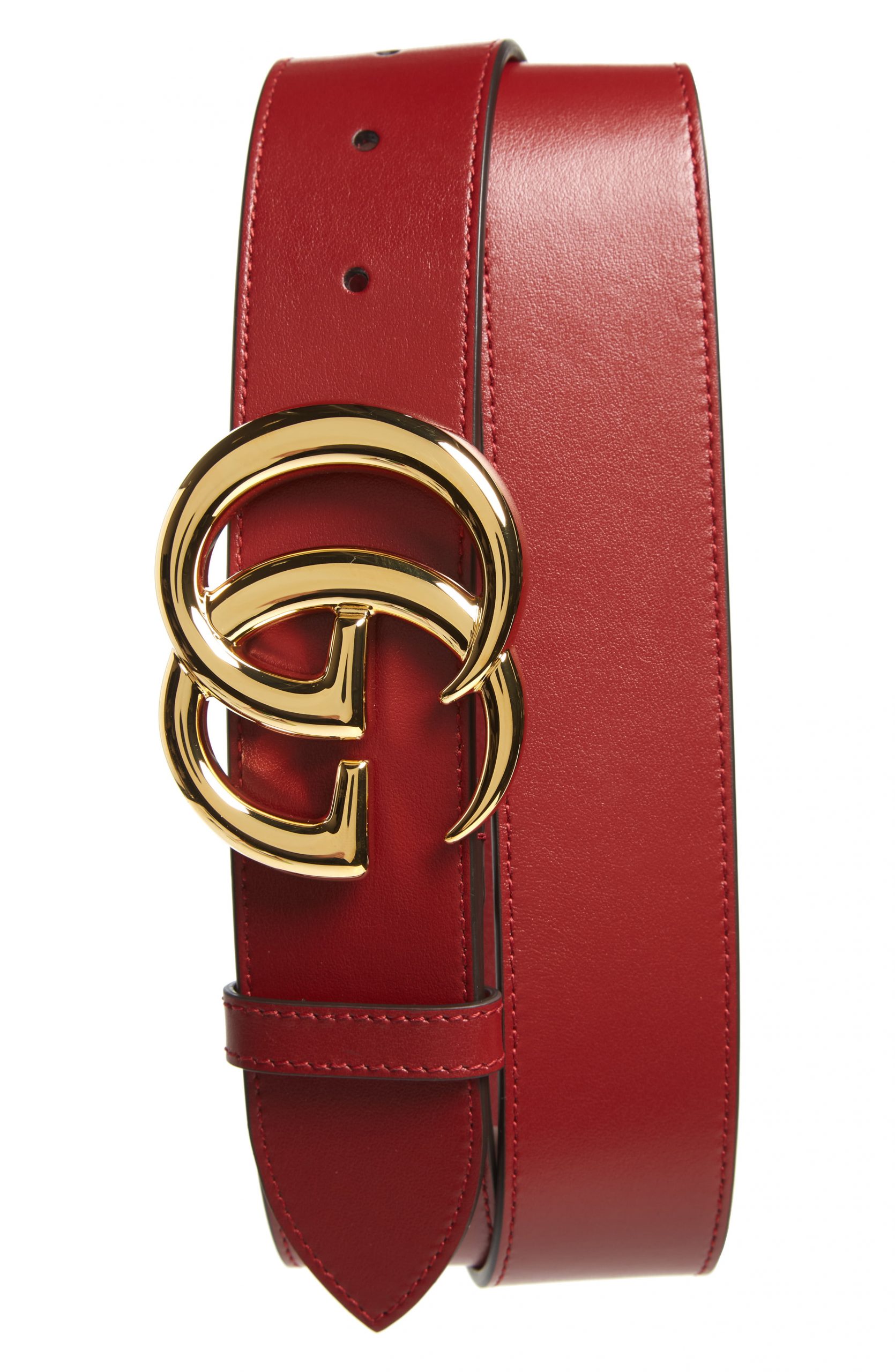 Men’s Gucci Gg Logo Leather Belt, Size 100 EU - Red | The Fashionisto