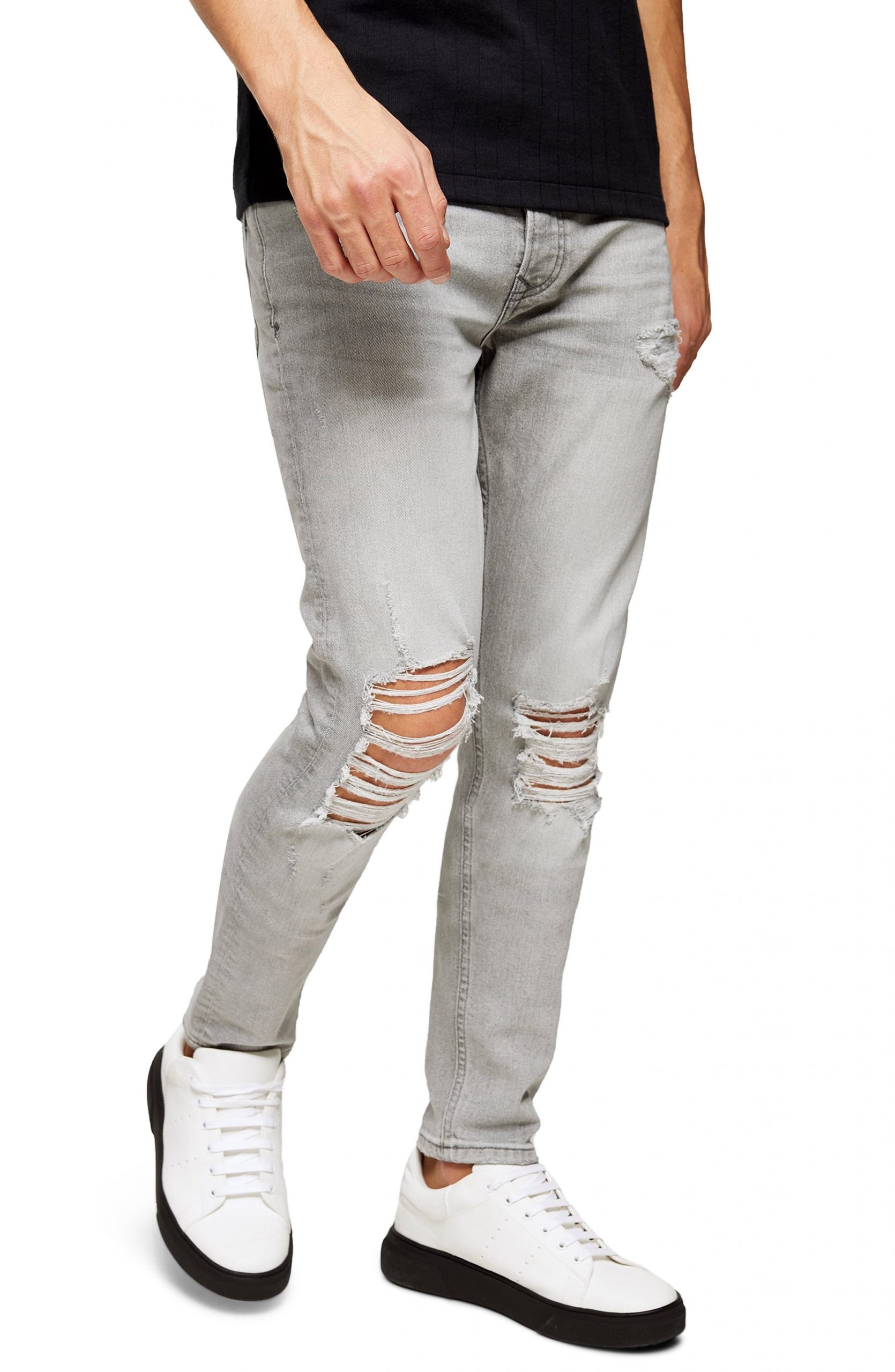 men's gray distressed jeans