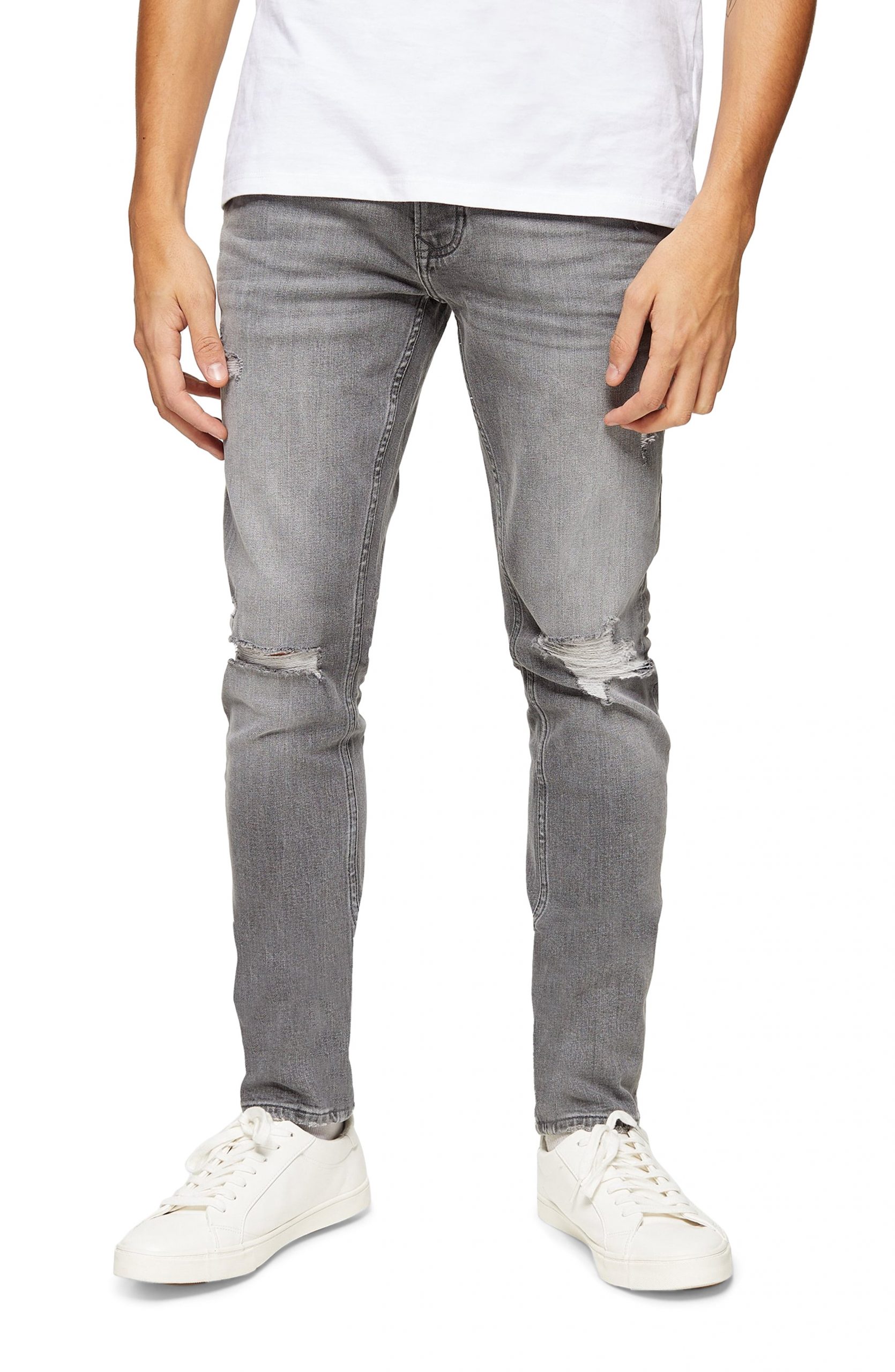 grey ripped slim fit jeans