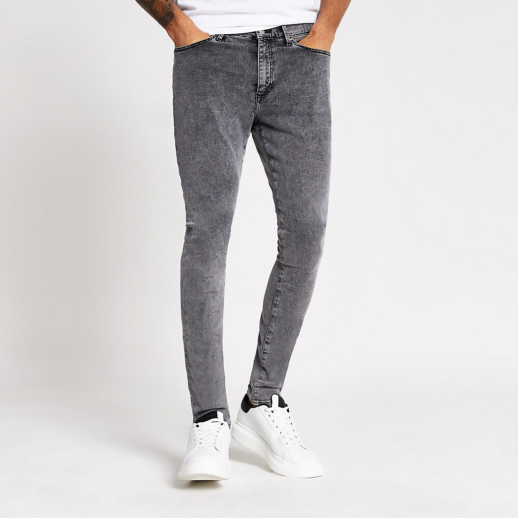 River Island Mens Grey washed Danny super skinny jeans | The Fashionisto