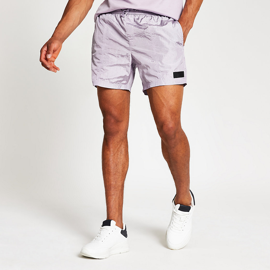 River Island Mens Pastel Tech purple tape side swim shorts | The ...