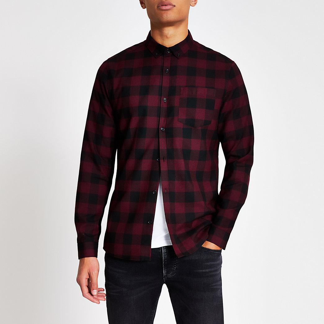 red slim fit shirt