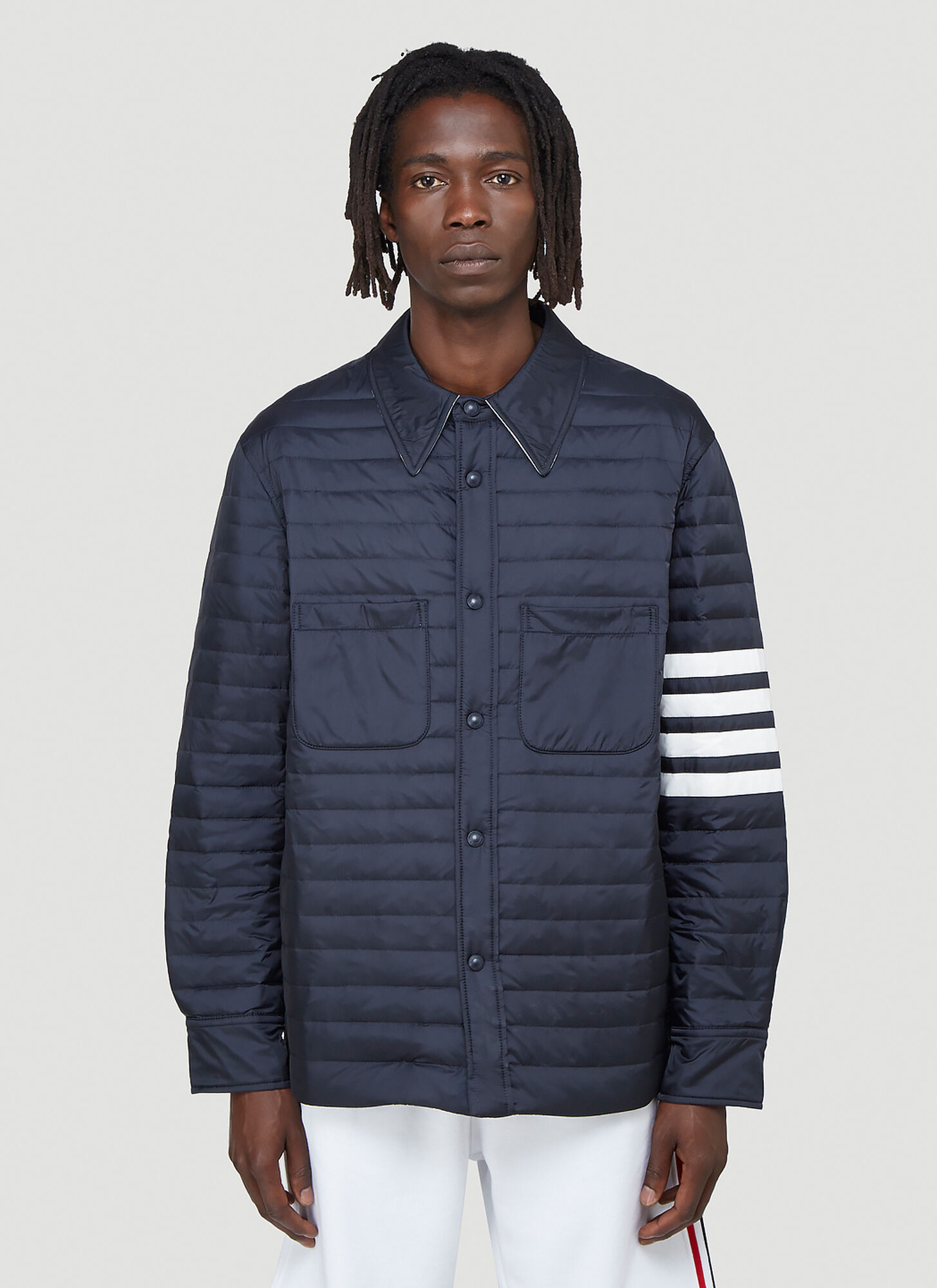 Thom Browne Quilted Jacket in Blue size JPN - 1 | The Fashionisto