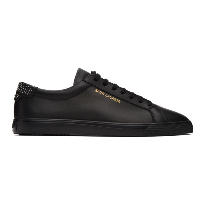 Saint Laurent Black Studded Andy Sneakers | The Fashionisto