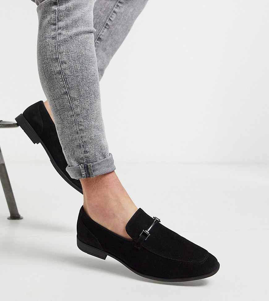 black faux suede loafers