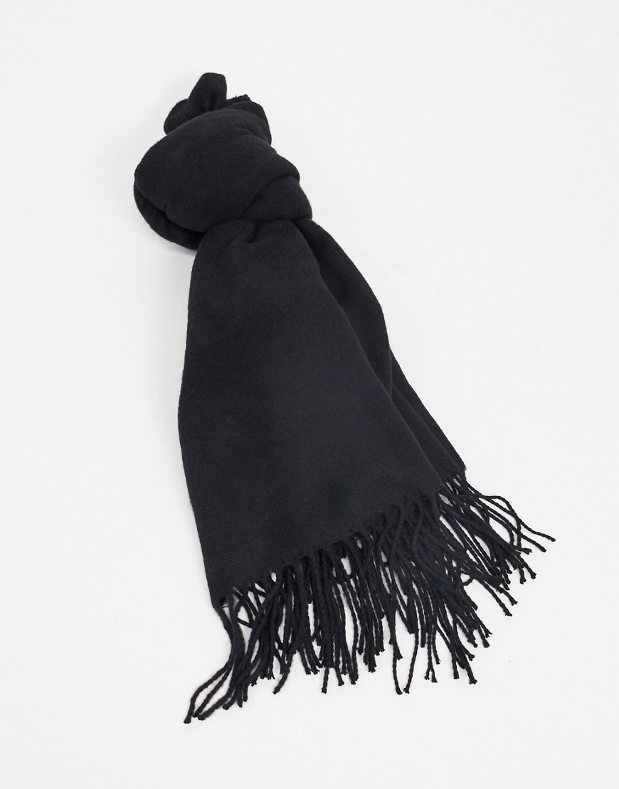 ASOS DESIGN Blanket Scarf In Black With Tassels The Fashionisto