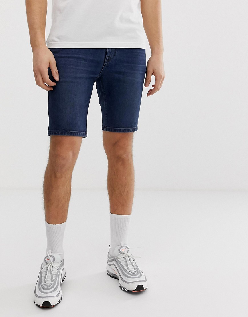 ASOS DESIGN denim shorts in skinny dark wash-Blue | The Fashionisto
