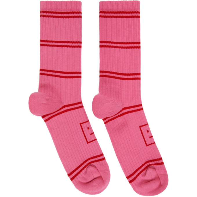 Acne Studios Pink Motif Jacquard Striped Socks | The Fashionisto