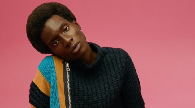 Adonis Bosso dons a knit sweater by Sacai for Holt Renfrew.