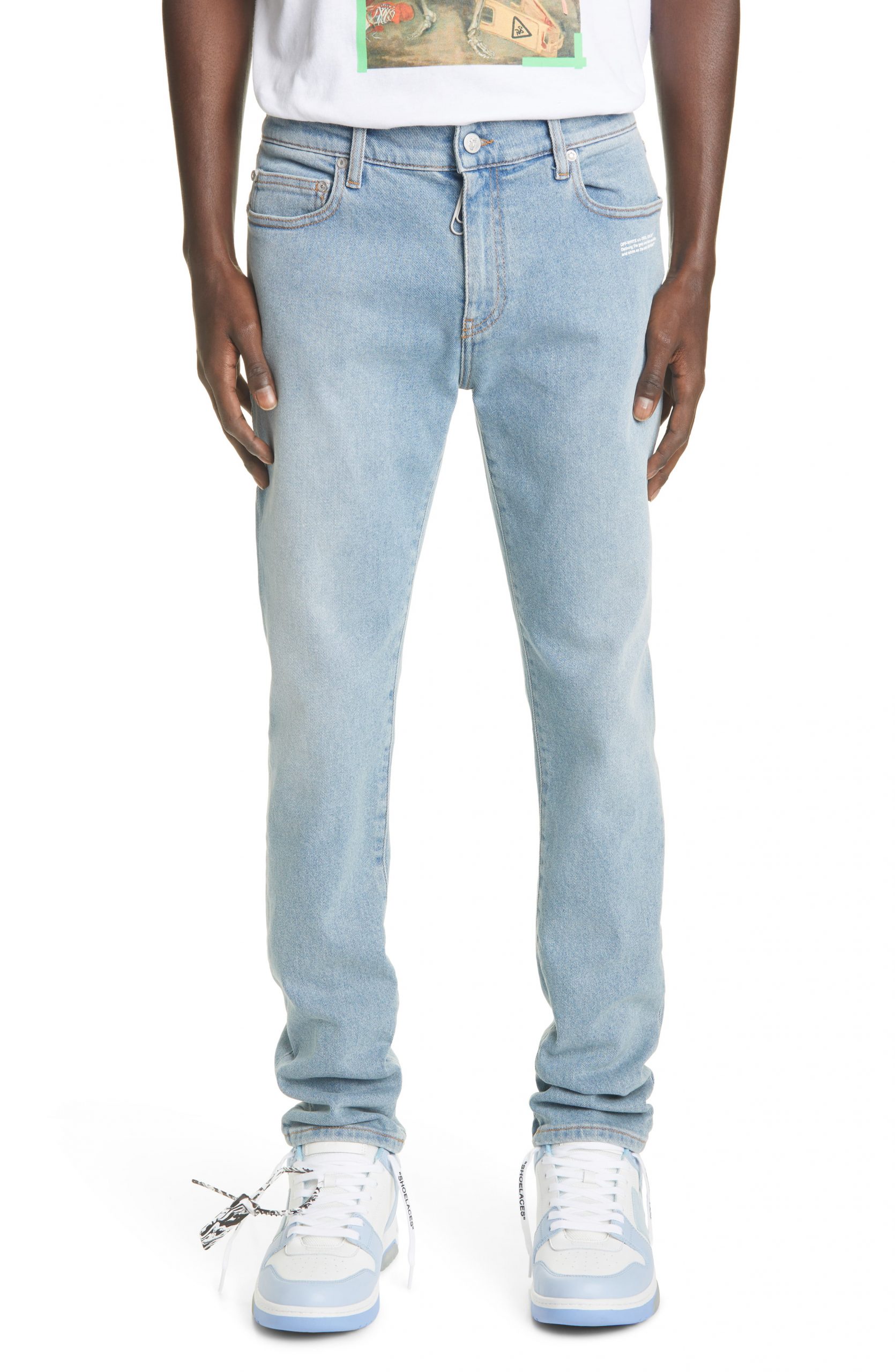 mens white slim fit stretch jeans