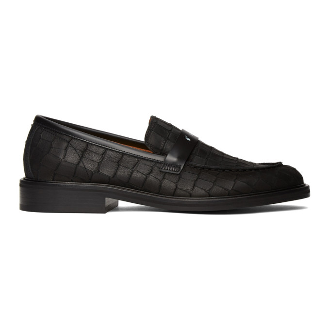 black croc loafers