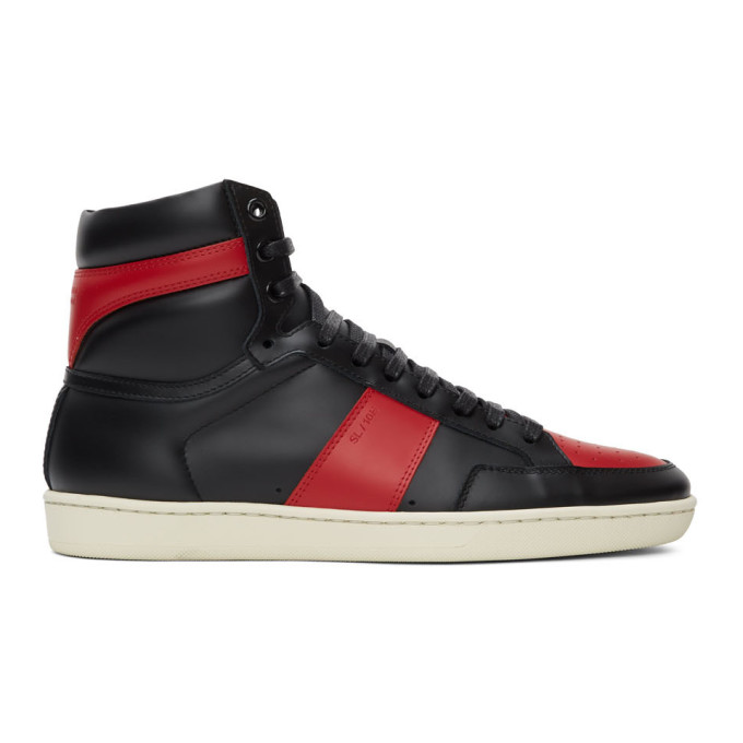 Saint Laurent Black and Red Court Classic SL/10H High-Top Sneakers ...
