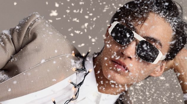 Spreading holiday joy, Simon Martyn appears in Salvatore Ferragamo's newest campaign.