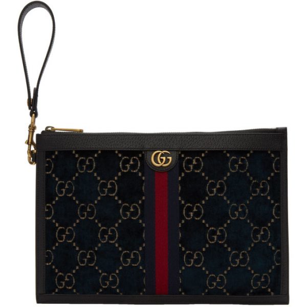 Gucci Blue Velvet GG Pouch | The Fashionisto