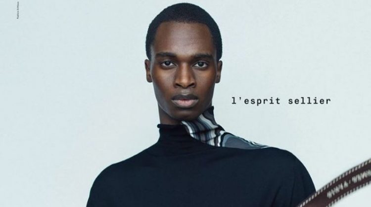 Front and center, Bakay Diaby stars in Hermès's fall-winter 2020 men's campaign.