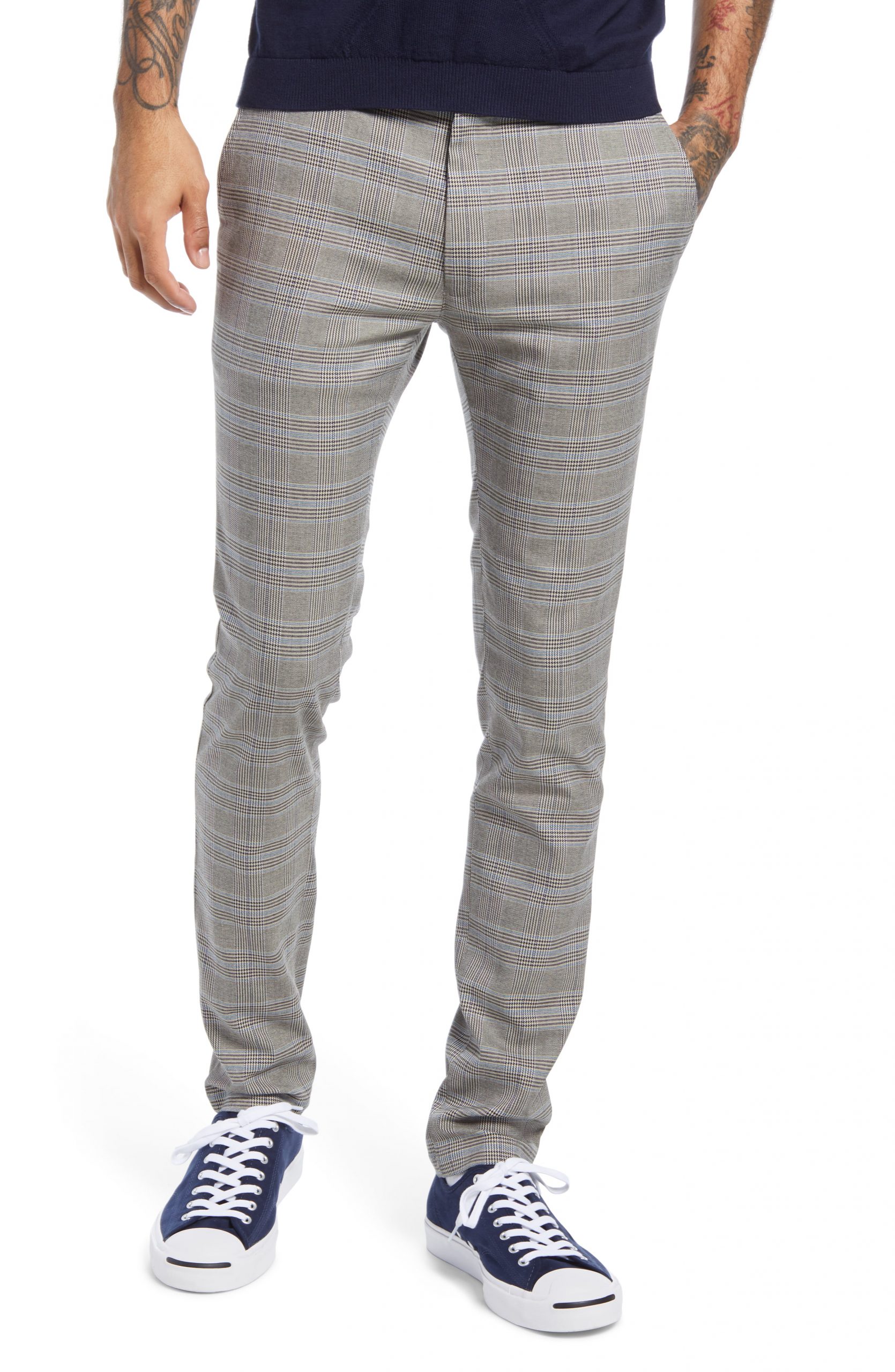 Men’s Topman Check Trousers, Size 28 x 32 - Grey | The Fashionisto