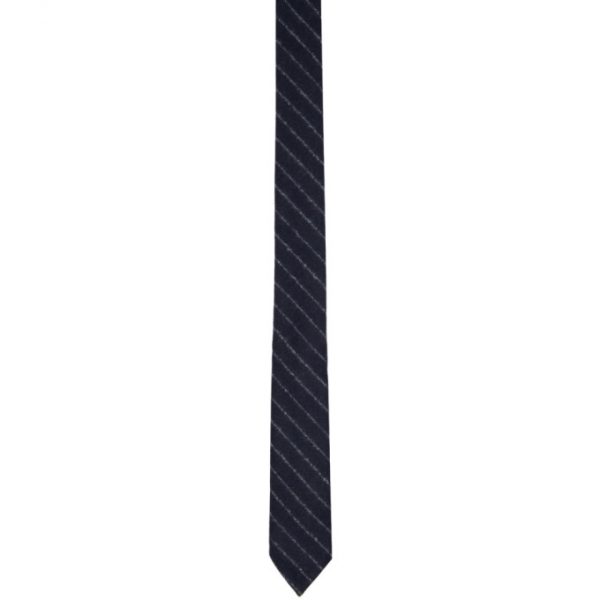 Thom Browne Navy Wool Stripe Classic Tie | The Fashionisto