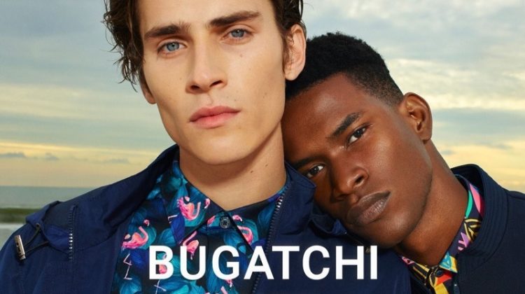 Models Liam Kelly and Salomon Diaz front Bugatchi's spring-summer 2021 men's campaign.