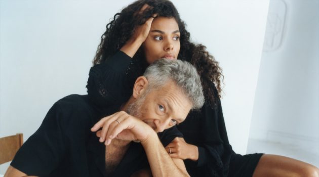 Vincent Cassel and Tina Kunakey star in The Kooples' spring-summer 2021 campaign.