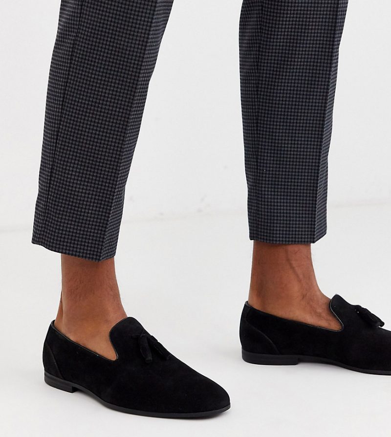 Asos Design Wide Fit Tassel Loafers In Black Faux Suede The Fashionisto 1007