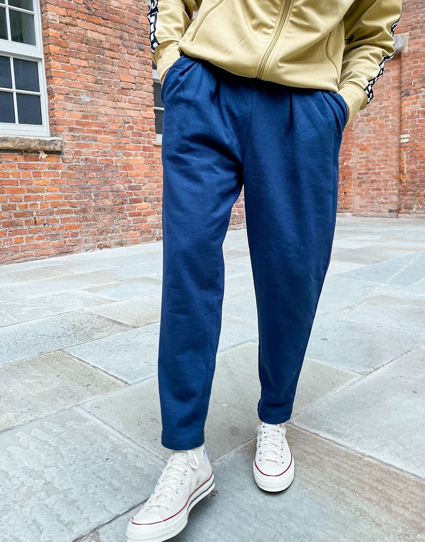 ASOS DESIGN Tapered Sweatpants With Pleats In Navy 