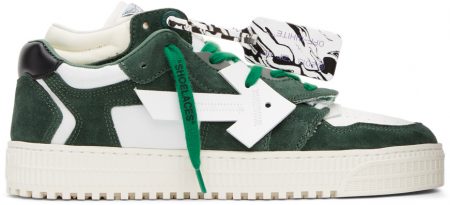 Off-White White & Green Floating Arrow Sneakers | The Fashionisto
