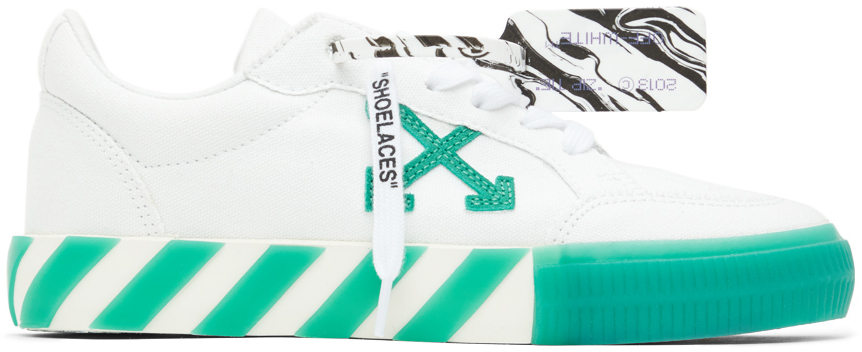 Off-White White & Green Vulcanized Low Sneakers | The Fashionisto