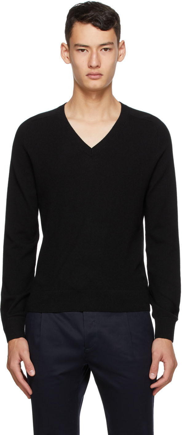 Saint Laurent Black Cashmere V-Neck Sweater | The Fashionisto