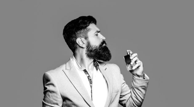 Male Model Black White Fragrance Beard Smelling