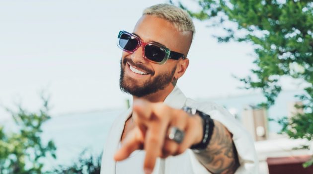 Quay's multicolored statement is front and center as Maluma dons the brand's popular Yada Yada sunglasses.