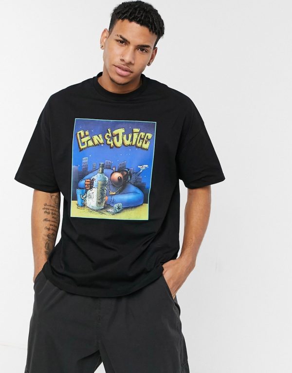 ASOS DESIGN Snoop Dogg Gin & Juice oversized t-shirt with front print ...