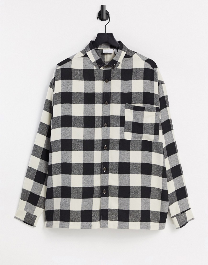 ASOS DESIGN super oversized monochrome flannel check shirt-Black | The ...