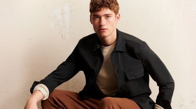 Front and center, Valentin Humbroich stars in Marc O'Polo's fall-winter 2021 men's campaign.