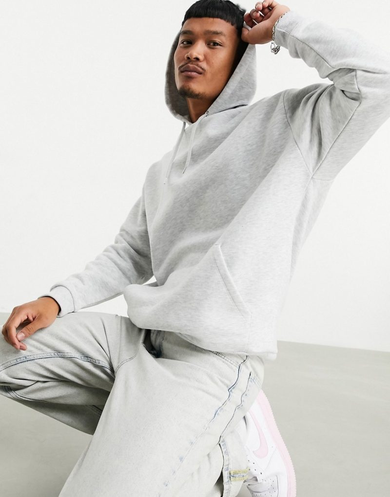 ASOS DESIGN oversized longer length hoodie in white marl | The Fashionisto