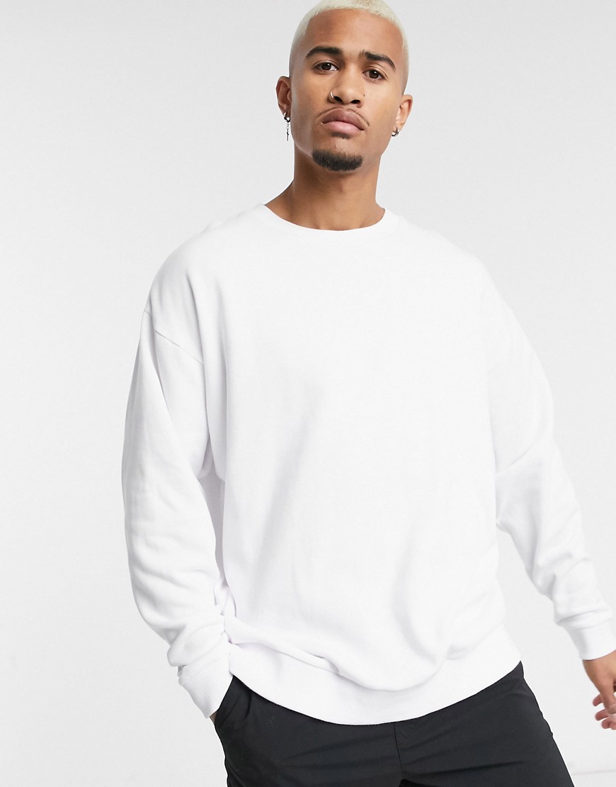 ASOS DESIGN oversized sweatshirt in white | The Fashionisto