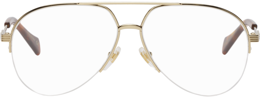 Gucci Gold Shiny Endura Aviator Glasses | The Fashionisto