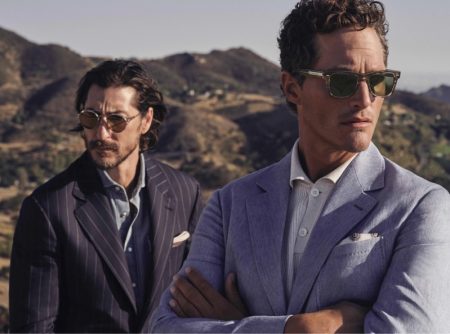 Dennis Leupold photographs Ryan Porter and Ollie Edwards for the fall-winter 2021 Brunello Cucinelli x Oliver Peoples eyewear campaign.