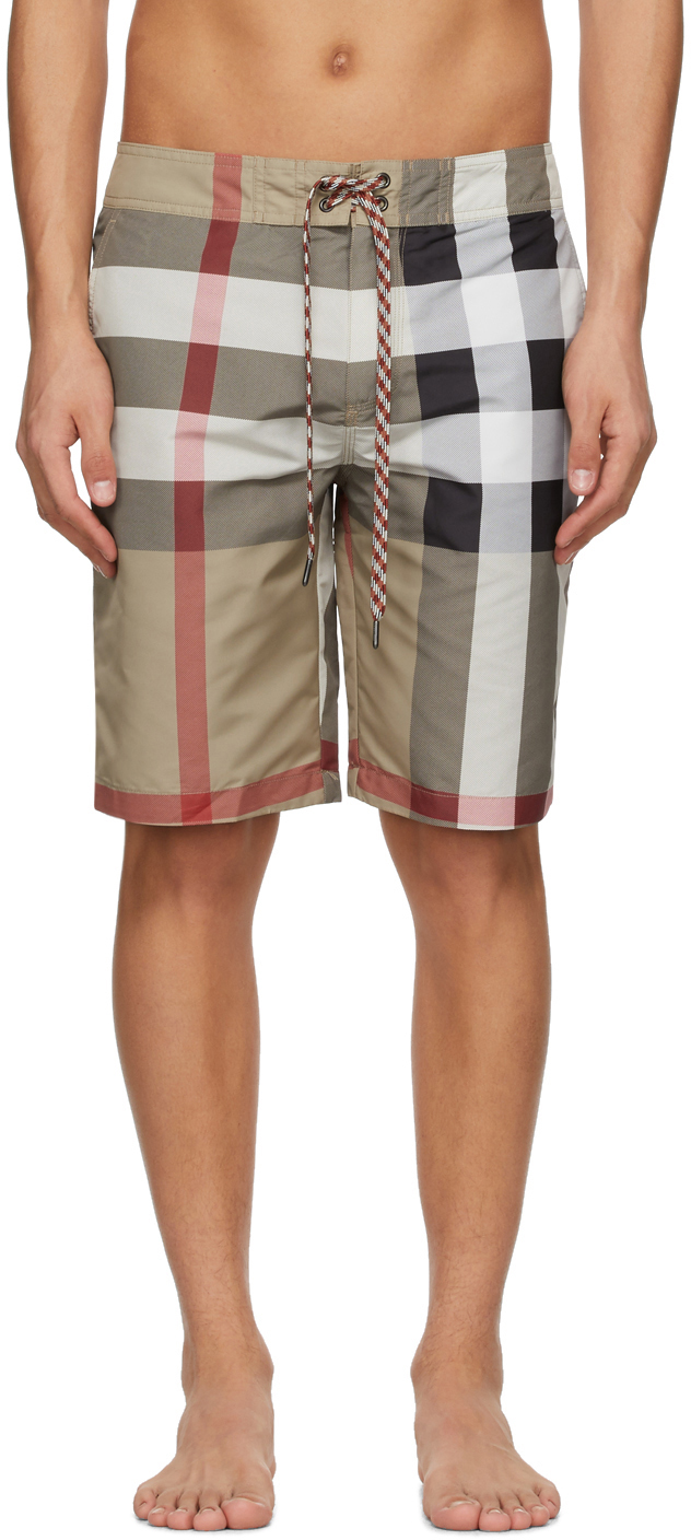 Burberry Beige Check Breton Swim Shorts | The Fashionisto